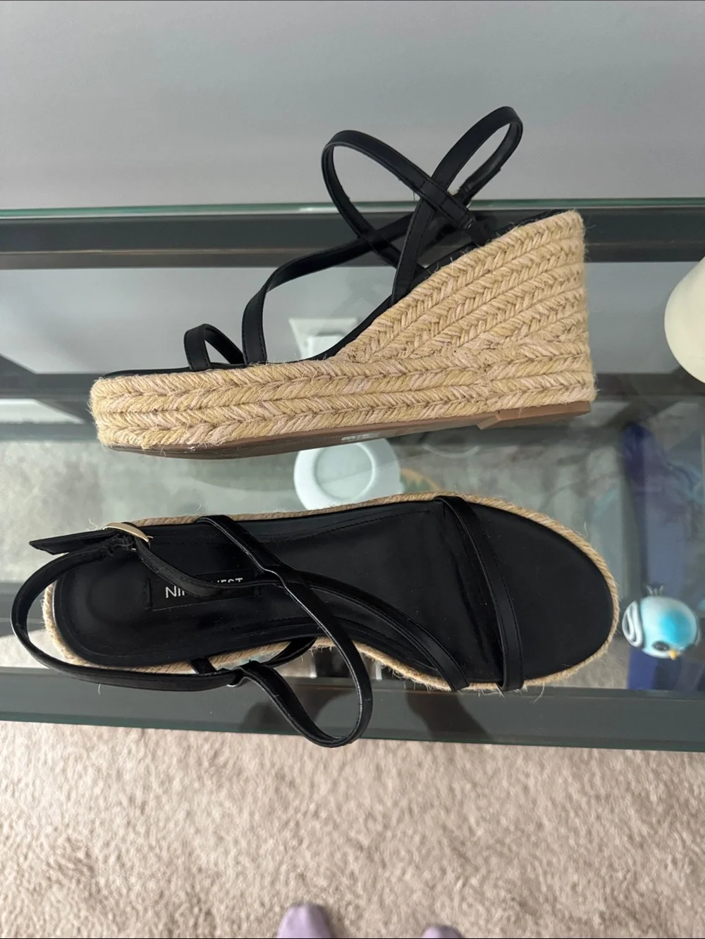 Nine West Black Espadrille Wedge Sandals